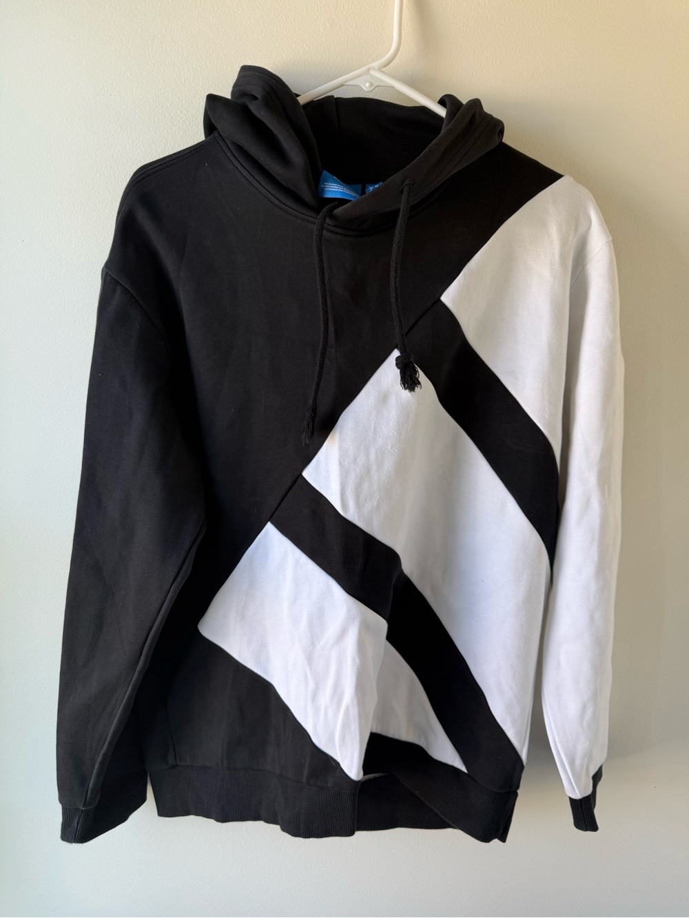 adidas Black and White Diagonal Colorblock Hoodie